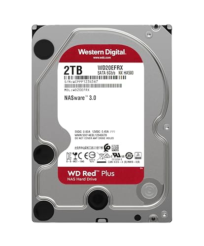 Image of Western Digital 2TB WD Red Plus NAS Internal Hard Drive HDD - 5400 RPM, SATA 6 Gb /s, CMR, 64 MB Cache, 3.5 inch - WD20EFRX
