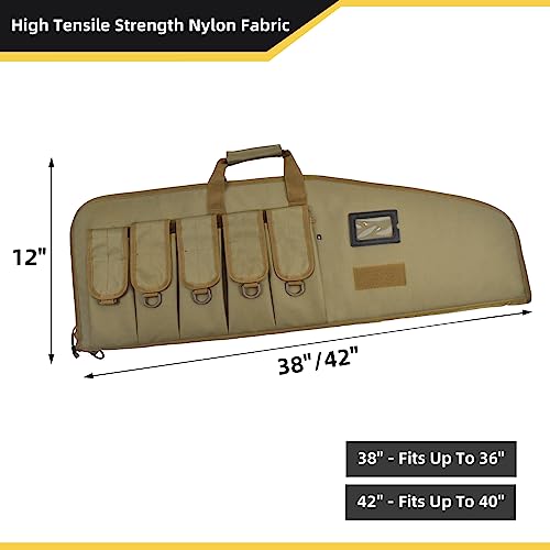 Mb Sxowbmu Soft Rifle Case, Lightweight Tactical Gun Bag For Shooting Range, Multiple Magazine Pouches & Accessory Bags, Available Length In 38 Inch - Khaki #TOP1