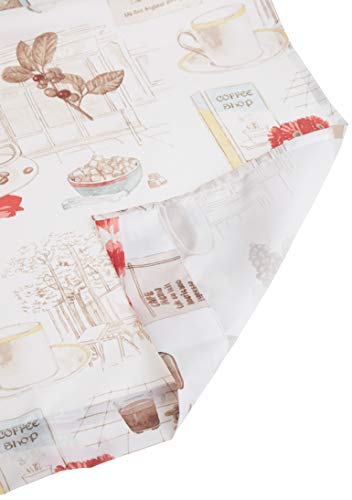 No. 918 51107 Brew Coffee Print Microfiber 3-Piece Kitchen Curtain Set, 54