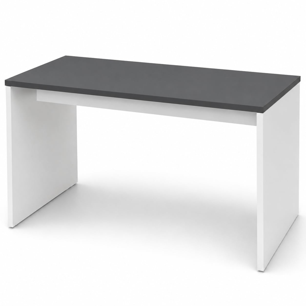 Genérico OFILIKE Escritorio Oficina y Teletrabajo, Mesa Ordenador de Melamina 25 mm, Escritorio Moderno para Estudio, Estructura Blanca (Gris Grafito, 120x60)