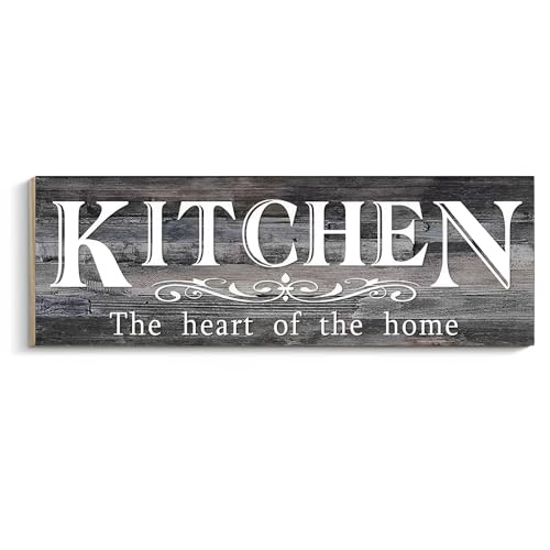 COLOR VALLEY ART Wooden Kitchen Sign, Wall Decor Accessories for Cocina, Grey Decoration for Above Cabinets