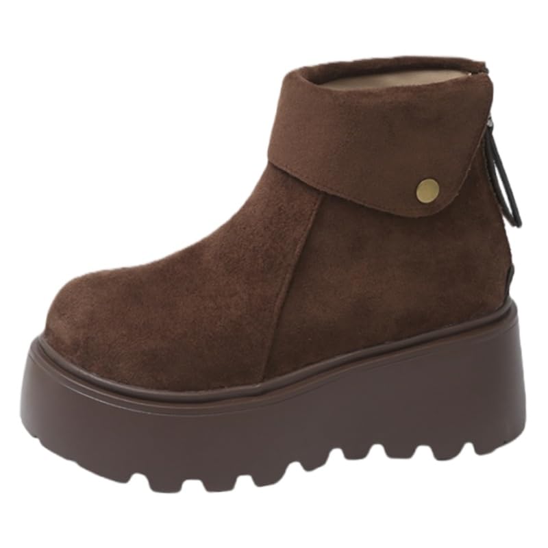 Womens thick-soled warm boots autumn and winter suitable for snowy areas anti-slip and durable school or commuting