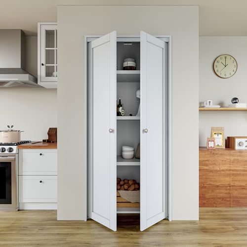 AINLARRY French Pivot Door, 36" x 77.75", White, Solid Wood Core, PVC Surface, Easy Install, Suitable for Closet, Pantry, Laundry