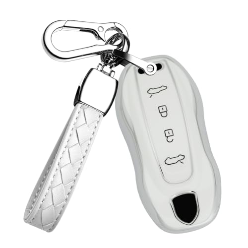 Coque de clé Porsche blanche en TPU pour éviter l'usure Macan