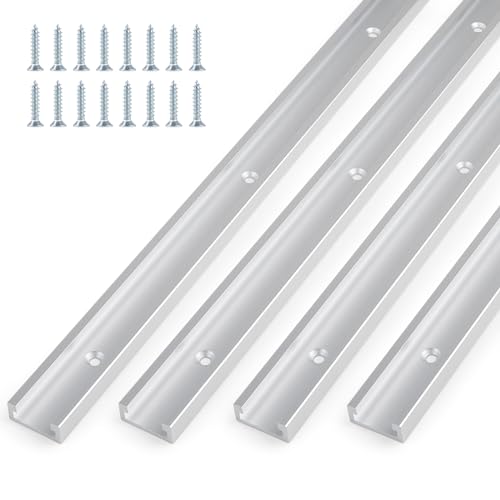 DBREAKS 2Pcs T-Slot Track, Guía en T de Aluminio de Sierra Mesa 400mm, Circular T Track Riel, T Track, Carril en T con Tornillos para Tabla de Enrutador