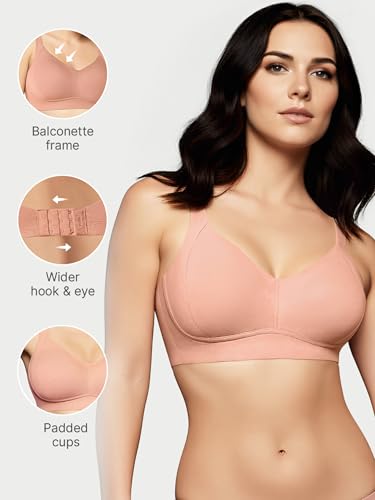 Image of Enamor Bamboo Cotton A077, Side Support, Everyday Women's T-Shirt Bra - 3X Softer, 4X More Absorbent, Antimicrobial, Padded, Wirefree, Full Coverage