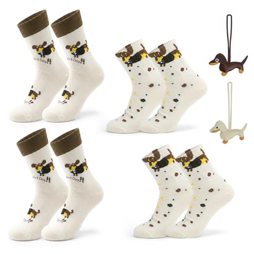 4 Pares Calcetines de perro salchicha Calcetines Teckel Mujer Hombre 36-42 Algodón con Diseño Perro Salchicha y 2 Llaveros Perros Set Regalo para los amantes de los perros los amigos y los padres 4 Pares Calcetines de perro salchicha Calcetines Teckel Mujer Hombre 36-42 Algodón con Diseño Perro Salchicha y 2 Llaveros Perros Set Regalo para los amantes de los perros los amigos y los padres