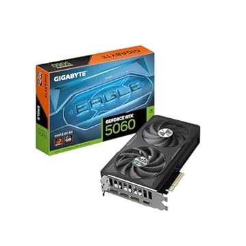GIGABYTE Placa gráfica GeForce RTX 5060 Eagle OC 8G, 8 GB 128 bits GDDR7, PCIe 5.0, sistema de resfriamento WINDFORCE, placa de vídeo GV-N5060EAGLE OC-8GD