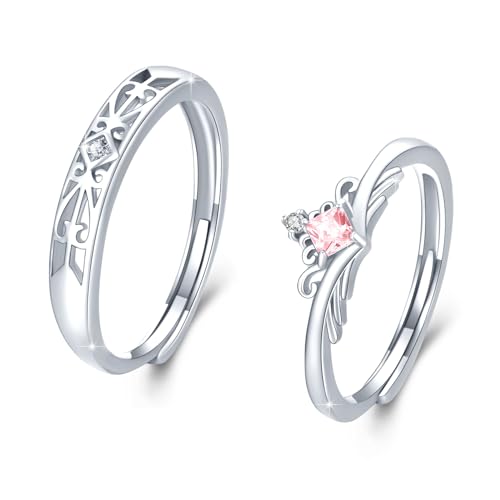Bague de fiançailles argent 925 réglable homme femme pour couple