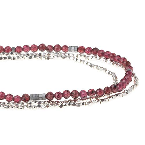 Scout Curated Wears - Women's Delicate Stone Wrap Bracelet & Necklace - Garnet/Silver - Stone of Health3