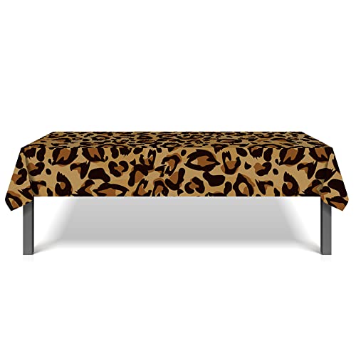 Leopard Table Covers Leopard Print Animal Skin Digital Tablecloth, 2 Pack 54 X 87 Inch Leopard Animal Print Plastic Tablecloth, Leopard Theme Disposable Tablecloth For Zoo Jungle Safari Themed Party #TOP1