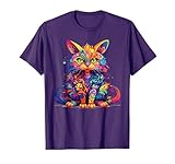 Psychedelic Manga Cat Colourful Fantasy Mandala Style T-Shirt