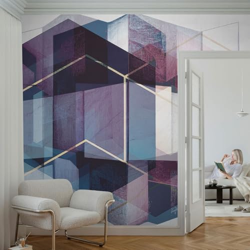 Revestimiento duradero para pasillo 152x104 cm cubos geométricos vinilo mural de hogar 4