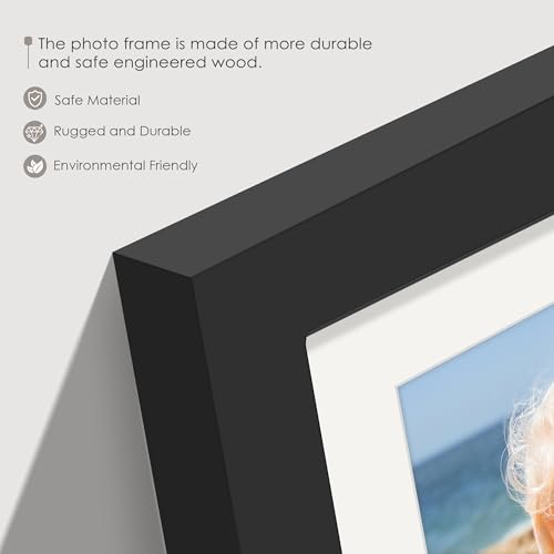 Image of DUENPY 5x7 Picture Frame Collage Holds 3 Photos Made of High Definition Glass, Mat for Display 4x6 Picture Frame Collage Photo for Wall Decor Black