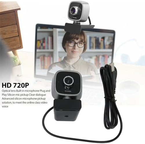 Anu Limen Webcam Camera Built-in Mic, 720P CMOS Sensor Multifunction Manual Focus Anti Slip Silicone Base Clear Sound Pickup Smart Webcam for Online Meetings - 4