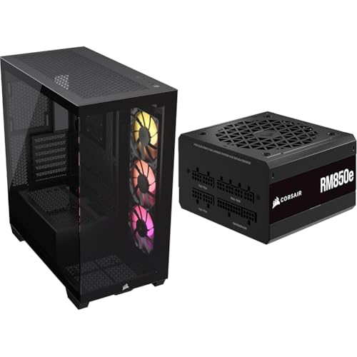 Image of CORSAIR 3500X ARGB Mid-Tower ATX PC Case + CORSAIR RM850e Fully Modular ATX Power Supply - Black