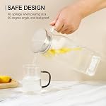 2 Pack (2 Liter 68 oz) Square Glass Pitcher with Lid and Spout, Easy Clean Heat Resistant, Borosilicate Glass Carafe for Hot/Cold Drink, Large Jug for Iced Tea, Coffee, Juice, Milk, Beverage