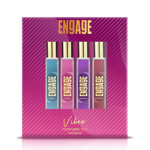 Engage Vibes Perfume Spray Set for Women, 25mlX4, Travel Sized, Assorted Pack, Long Lasting, Valentine Gift For Girlfriend