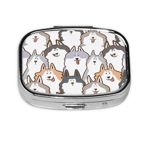 漫画のシベリアン ハスキー犬 おしゃれかわいい薬ケース 習慣薬箱サプリケース