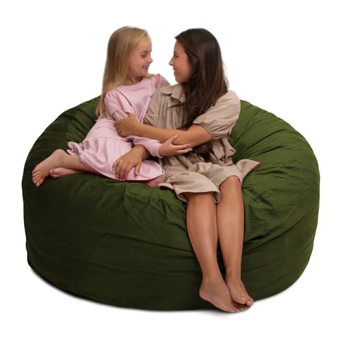 Image of ULTIMATE SACK 5ft Bean Bag Chair, Oversize Bean Bag Chair for Adults, Comfy Chair Bean Bag Couch Lounge Sofa Loveseat Furniture | Olive Suede