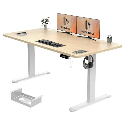 Homall Electric Standing Desk 140x70cm Height Adjustable Desk with USB Charging Sit Stand Desk with Time Reminder Stand up Desk 3 Memory Setting Electric Desk Wire Management Tray,Rustic Brown 27 Homall Height Adjustable Electric Standing Desk 140x70cm with USB Charging Sit Stand Desk with Time Reminder Stand up Table 3 Memory Setting Electric Desks Wire Management Tray,Beige