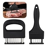 Aohyue 2 Stück Steaker Fleischzartmacher, Schnitzelklopfer Fleischklopfer, Mit 48 Und 16 Edelstahl Klingen, Rutschfester Griff, Meat Tenderizer Für Steak, Huhn, Schwein, Fisch, BBQ, Schwarz