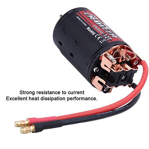 RC-Automotor, 80mm x 36mm, RC Motor 550, Metall + Kunststoff, Hohes Drehmoment, Bürstenmotor 5-Slot-RC-Motor Kompatibel mit 1/10 RC Crawler Car(12T)