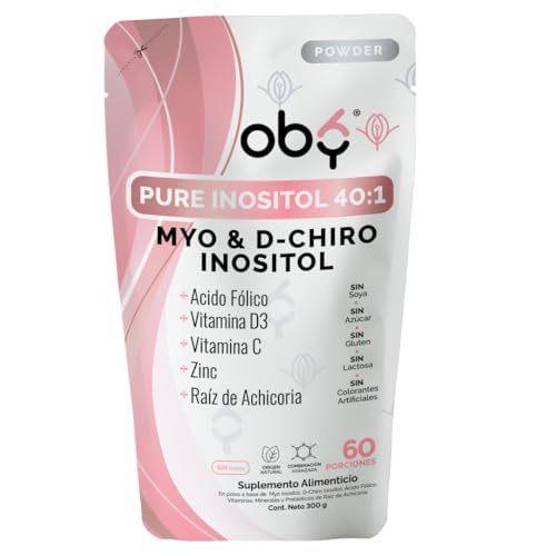 Colágeno, Oby Inositol Pure 40:1 | Myo Inositol y D-Chiro Inositol, Acido folico, Zinc, Prebióticos | Vitaminas para Mujer | Oby Pure Inositol Polvo 300 gr Mezcla Ideal...