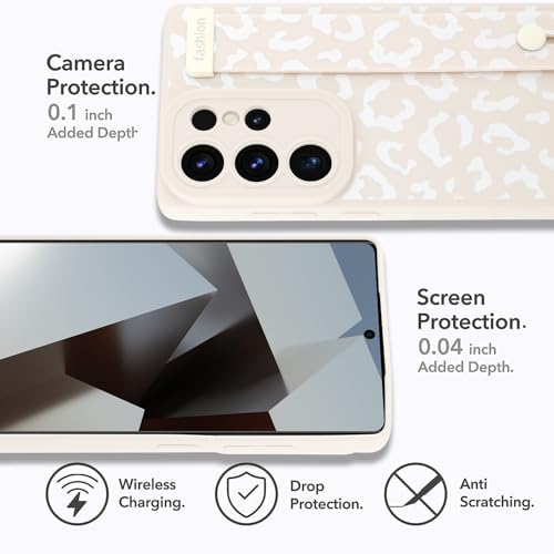 Image of Compatible with Samsung Galaxy S25 Ultra Case with Strap Wrist White