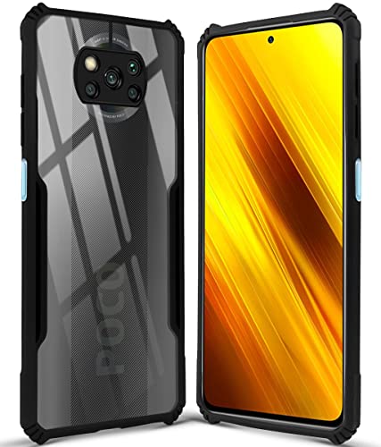 Image of Jkobi Back Cover Case for Poco X3 | Poco X3 Pro (Crystal Glass Back | Camera Protection | Shockproof Bumpers | Professional Black)