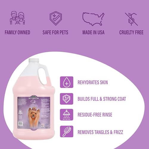 Image of Bio-Groom Super Whitening Dog Shampoo, Cruelty-Free, 1 Gallon Each, Pack of 2 | Silk Creme Rinse Conditioner, Dog & Pet Bathing Supplies, Hair Detangler, Puppy Wash, Grooming Supplies