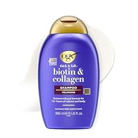 OGX Biotin & Collagen Shampoo (385 ml), kräftigendes Haarshampoo für feines & dünnes Haar, mit Vitamin B7 Biotin & Kollagen, ohne Sulfate