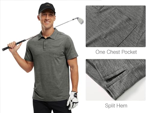 Image of Rdruko Men's Polo Shirts Short Sleeve Quick Dry Outdoor Golf Sports Shirts with Pocket