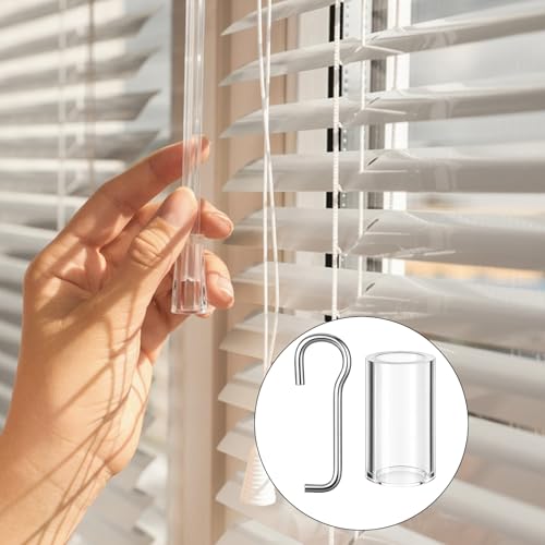 Gemoioio 8Set Blind Wand Replacement with Hook, Wand Wire and Sleeve Collar for Horizontal, Mini Blinds Window Blind Repair Parts with 1 Inch Square Headrails(Clear)