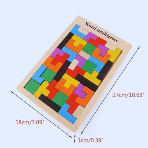 Image of FUN4YOU-Wooden Intelligence Puzzles Toy for Kids 3+ | Educational Wooden Tetris Puzzle Brain Teaser Puzzle for Brain Development & Logical Thinking | Montessori Learning Toy-40 Pcs, Multi Color