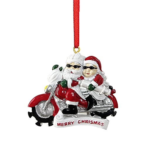 Topfunyy 2025 Santa Claus Ornaments, Mr & Mrs Claus Ride Motorcycle Ornament for Xmas Tree Decorations Hanging Pendant Gifts