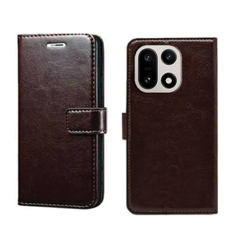 Image of amazon basics OnePlus 15 5G Flip Cover | Card Pockets Wallet & Stand | Flip Cover for OnePlus 15 5G (Coffee)