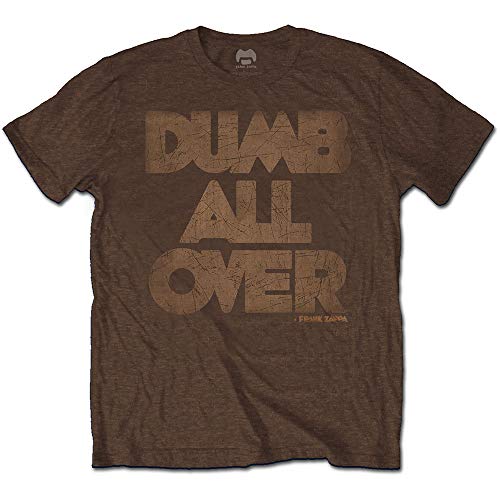 Rock Off Brown Frank Zappa Dumb All Over Officiel T-Shirt Hommes Unisexe - Les Beatles, Paul McCartney, John Lennon, RIngo Starr, George Harrison Rock Off Brown Frank Zappa Dumb All Over Officiel T-Shirt Hommes Unisexe