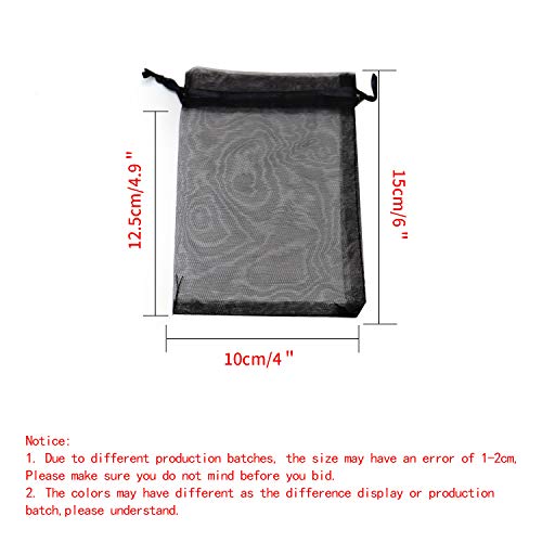 Image of Dealglad 50pcs Drawstring Organza Jewelry Candy Pouch Christmas Wedding Party Favor Gift Bags (4x6, Black)