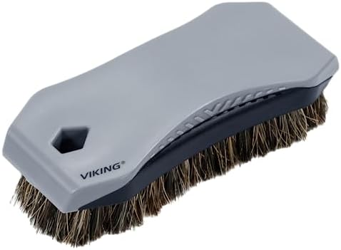 VIKING Leather Cleaner Brush, Horsehair Bristles for Car Interior, Cleaning Brush for Car and Home, Grey, 6.5 x 2.8 x 2 inch