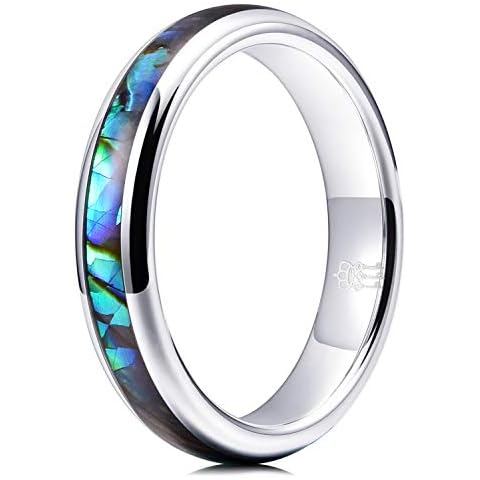 Three Keys Jewelry Tungsten Abalone Shell Ring Cover