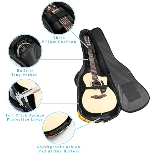 JRHEJTFZ Housse pour guitare acoustique de 1,9 cm d’épaisseur, étanche, durable et élégante, motif tournesol bleu fleur, Multicolore 5., 42.9×16.9×4.7 in, Motif imprimé tendance - Les Beatles, Paul McCartney, John Lennon, RIngo Starr, George Harrison JRHEJTFZ Housse pour guitare acoustique de 1,9 cm d'épaisseur, étanche, durable et élégante, motif tournesol bleu fleur, Multicolore 5., 42.9x16.9x4.7 in, Motif imprimé tendance – Image 3