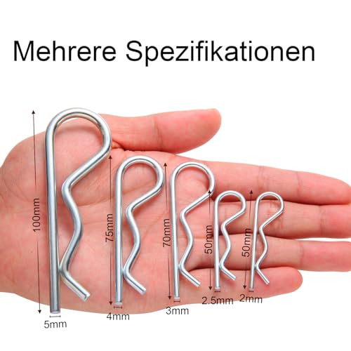 HXJDAM Splinte Federstecker 5x100mm Splint Sicherungssplint Federsplint - Sicherungsstift 12 Stück