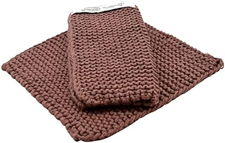 Danish Knitted Pot Holders Made with Thick 100% Oeko-Tex Certified Cotton or 100% Certified Organic Cotton - Made in India (Pair Chocolate Organic)