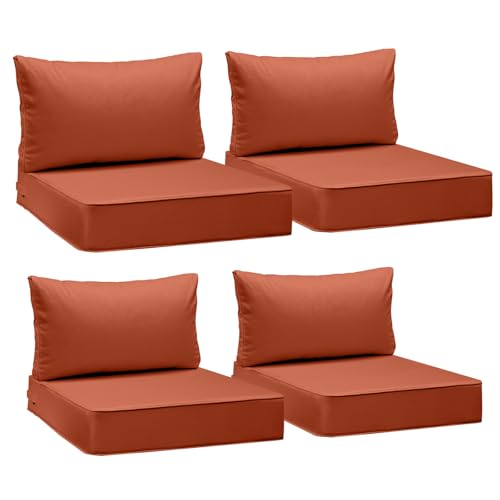 Image of AAAAAcessories Outdoor Deep Seat Cushions, Waterproof, Fade-Resistant Patio Furniture Replacement Cushions, 25.5 inch x 25.5 inch x 5 inch + 25.5 inch x 13.5 inch, Set of 4, Rust