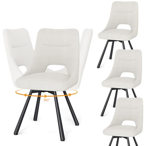 WAFTING Lot de 4 Chaises Pivotantes de Restaurant, Pivotantes à 360°, Chaises de Salle à Manger Rembourrées avec Dossier Ajouré, pour Salle à Manger,...