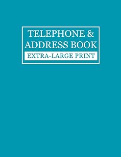 Telephone & Address Book Extra-Large Print: Contact Keeper for Seniors with Challenged Vision, Turquois Cover