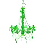 Kronleuchter ARTE NEON GRÜN 6 ARM, Retro moderner Acrylglas Design Kronleuchter, Höhe: 68 cm, Ø 55 cm mit geschliffenen Arcyl Prismen, täuschend echt wie Glas, traumhaft romantisch, verzaubert die graue Jahreszeit mit schreienden Neon Farben