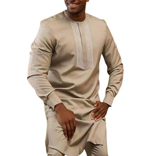 Générique Tenue Africaine Homme Dashiki Ensemble Africain 2 Pièces Pour Homme Boubou Africain Manche Longue Mode Hauts T-Shirts Affaires Africain Coupe...