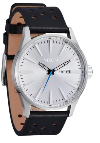 Nixon Sentry Leather Chrome/Silver Sunray/Black